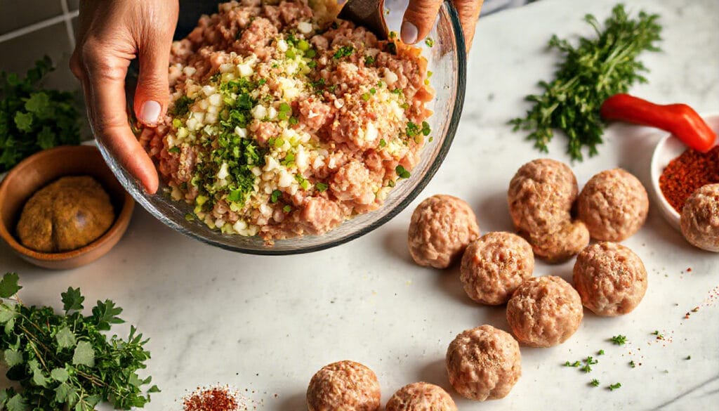 Easy Homemade Chicken Meatballs with Tomato sauce