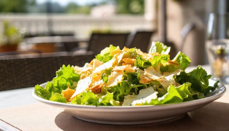 Low-carb Caesar salad with Parmesan crisps and creamy dressing.