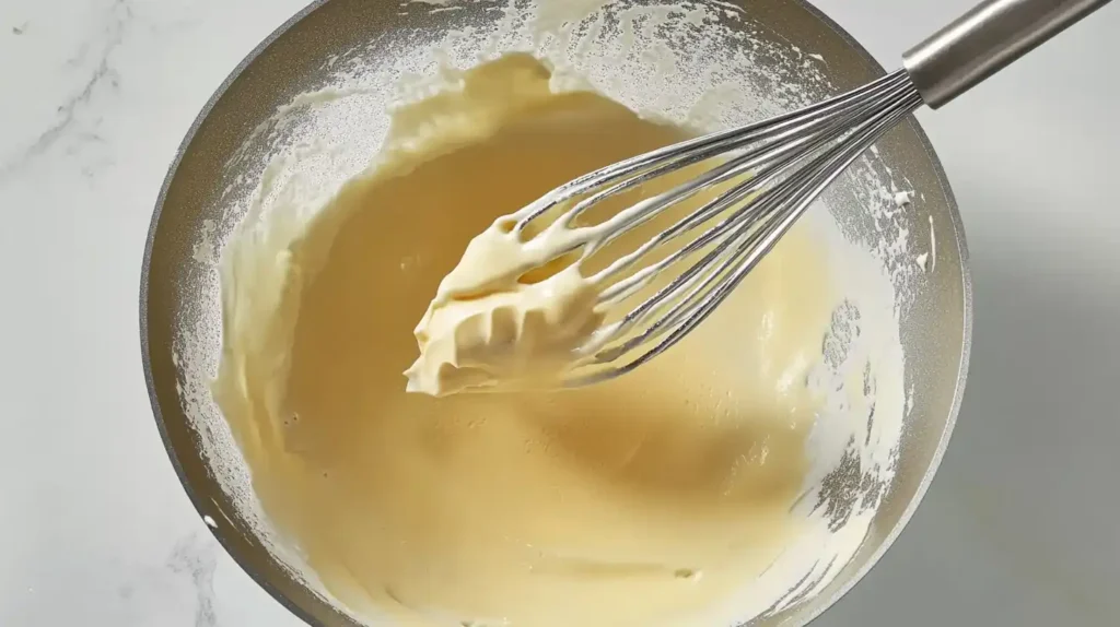 whisking instant vanilla pudding mix in a large bowl.