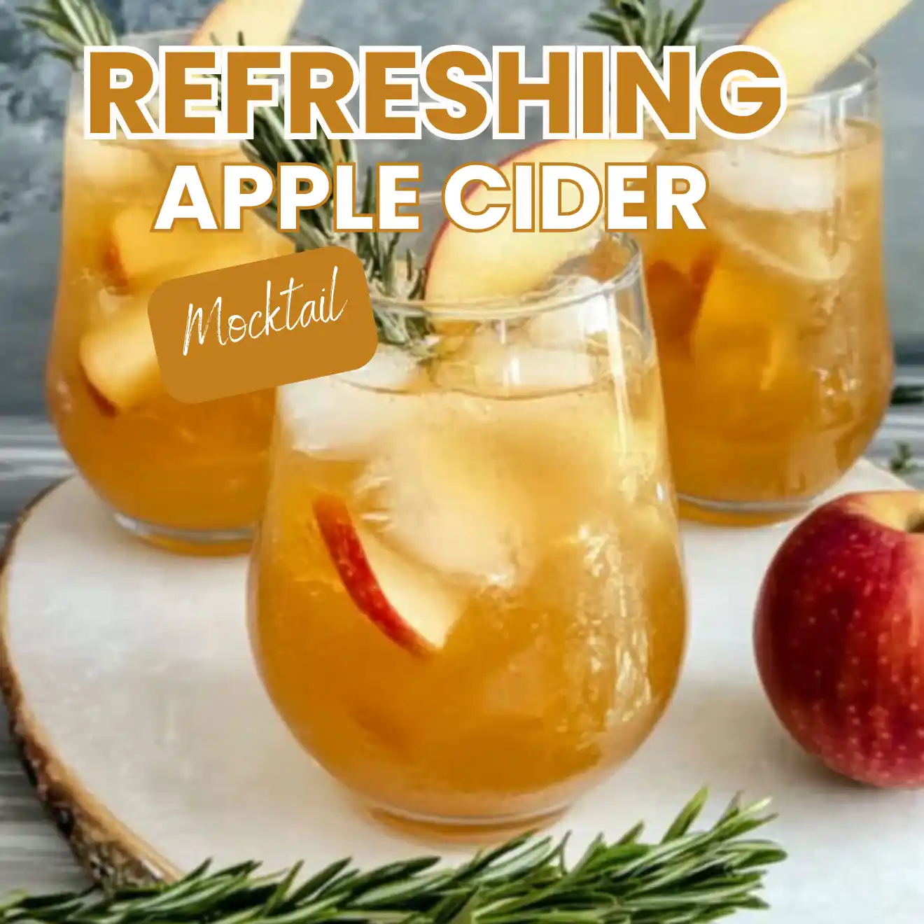 Ginger Beer Mocktail % A glass of apple cider mocktail garnished with a cinnamon stick and apple slice, surrounded by autumn decor.